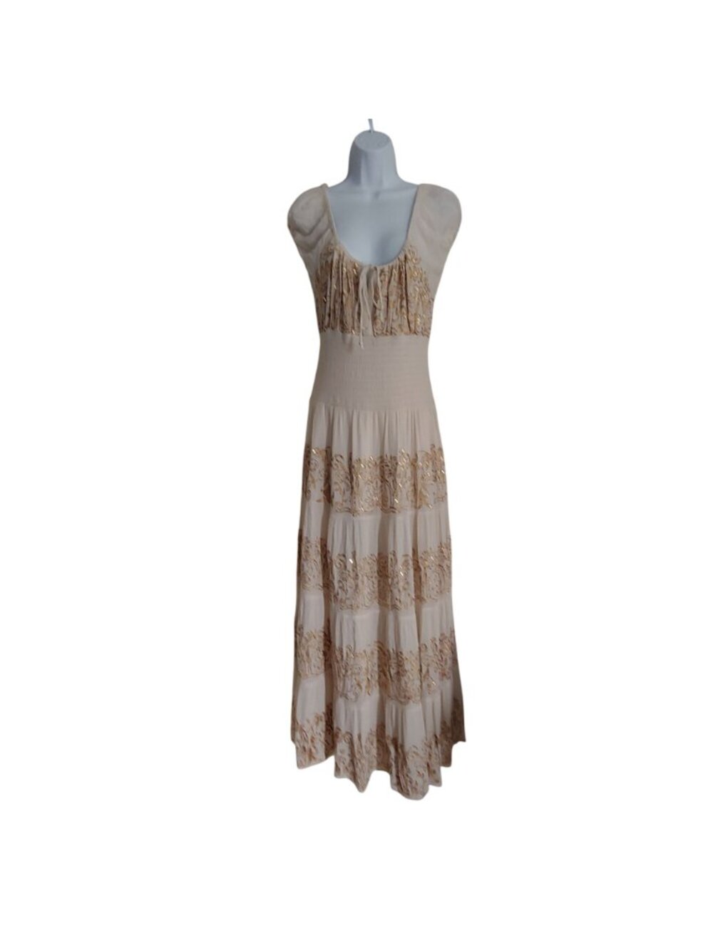 Boston Proper Boho Romantic Maxi Dress Cottagecore Whimsical Milkmaid Smocked S - Picture 3 of 12